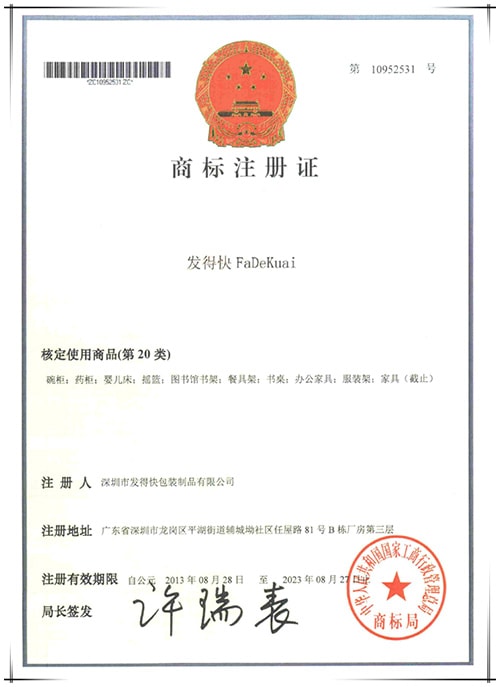 Trademark registration certificate